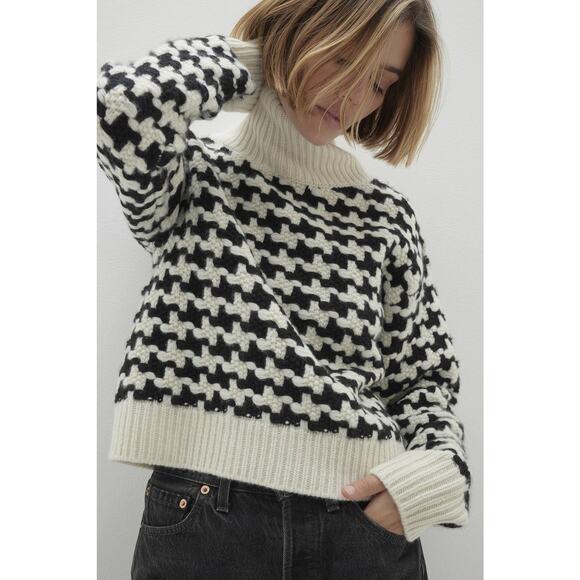 NakedCashmere IRIS HOUNDSTOOTH CASHMERE TURTLENECK SWEATER M - Picture 1 of 11